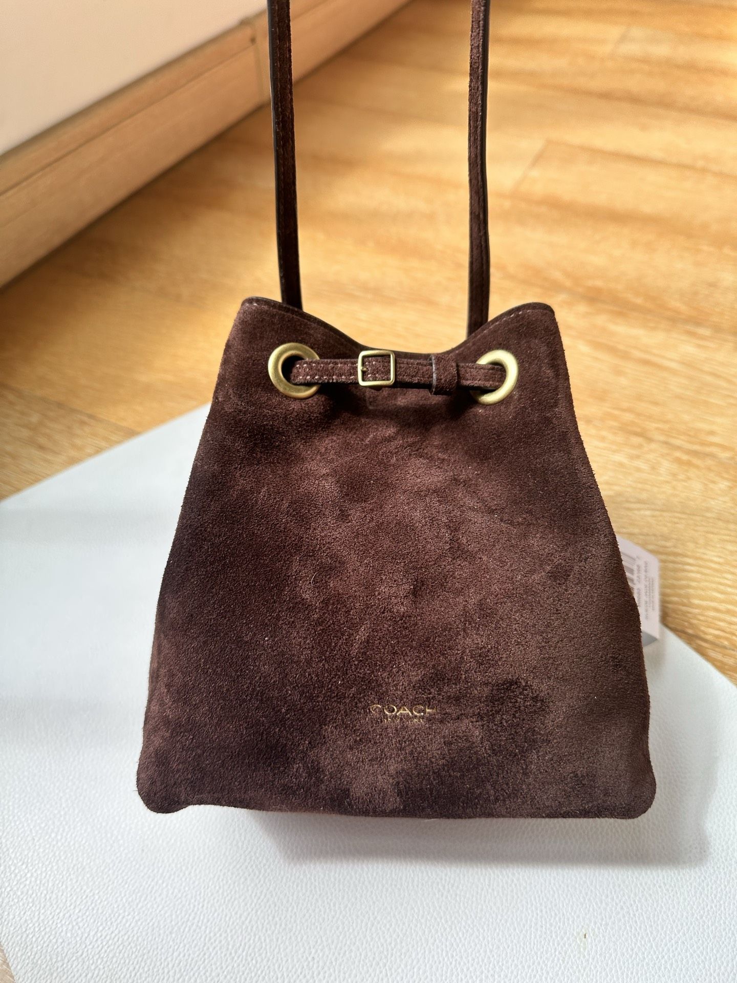 Jade small lucky bag, coffee colored suede, full of Melad…