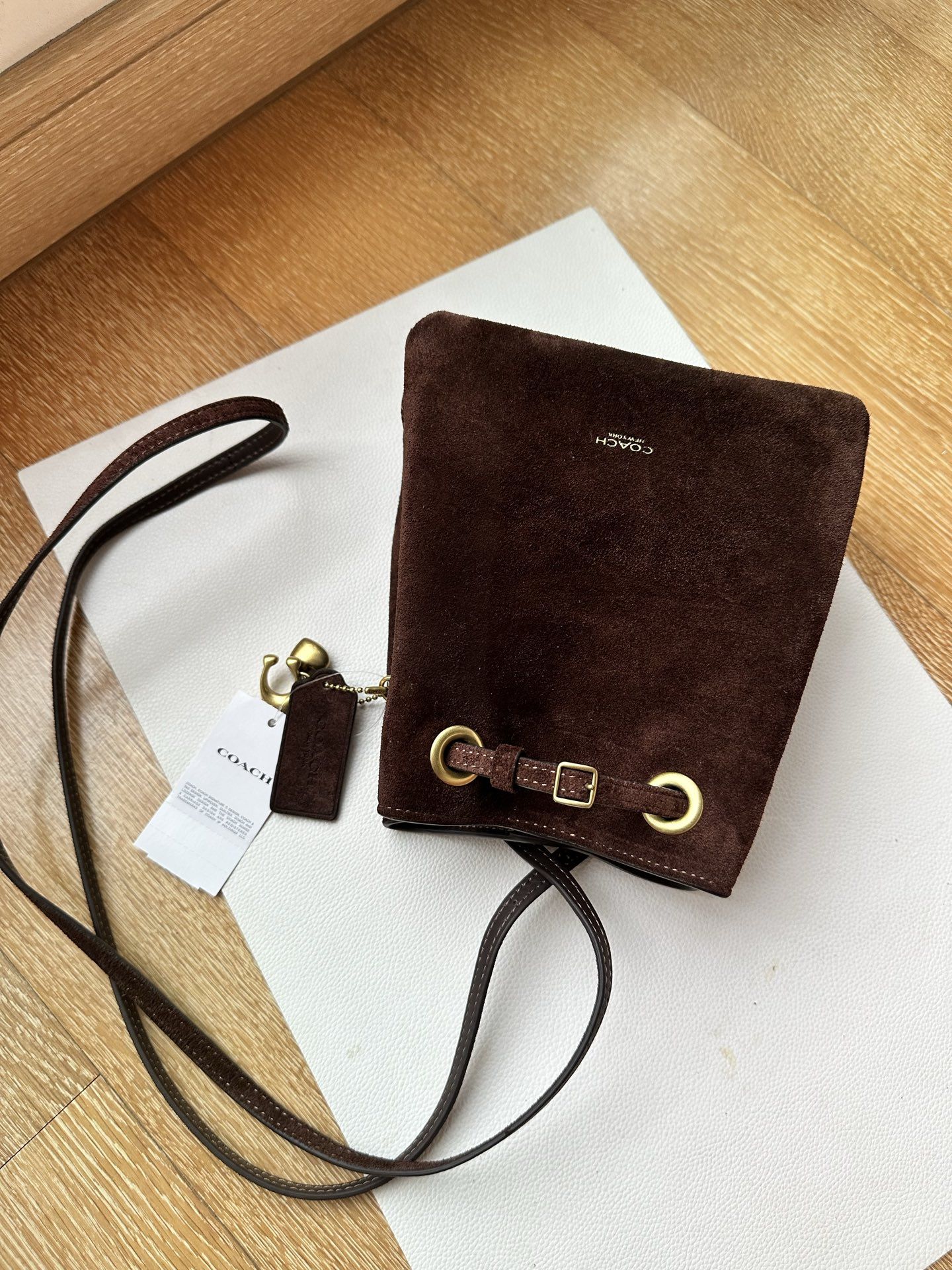 Jade small lucky bag, coffee colored suede, full of Melad…