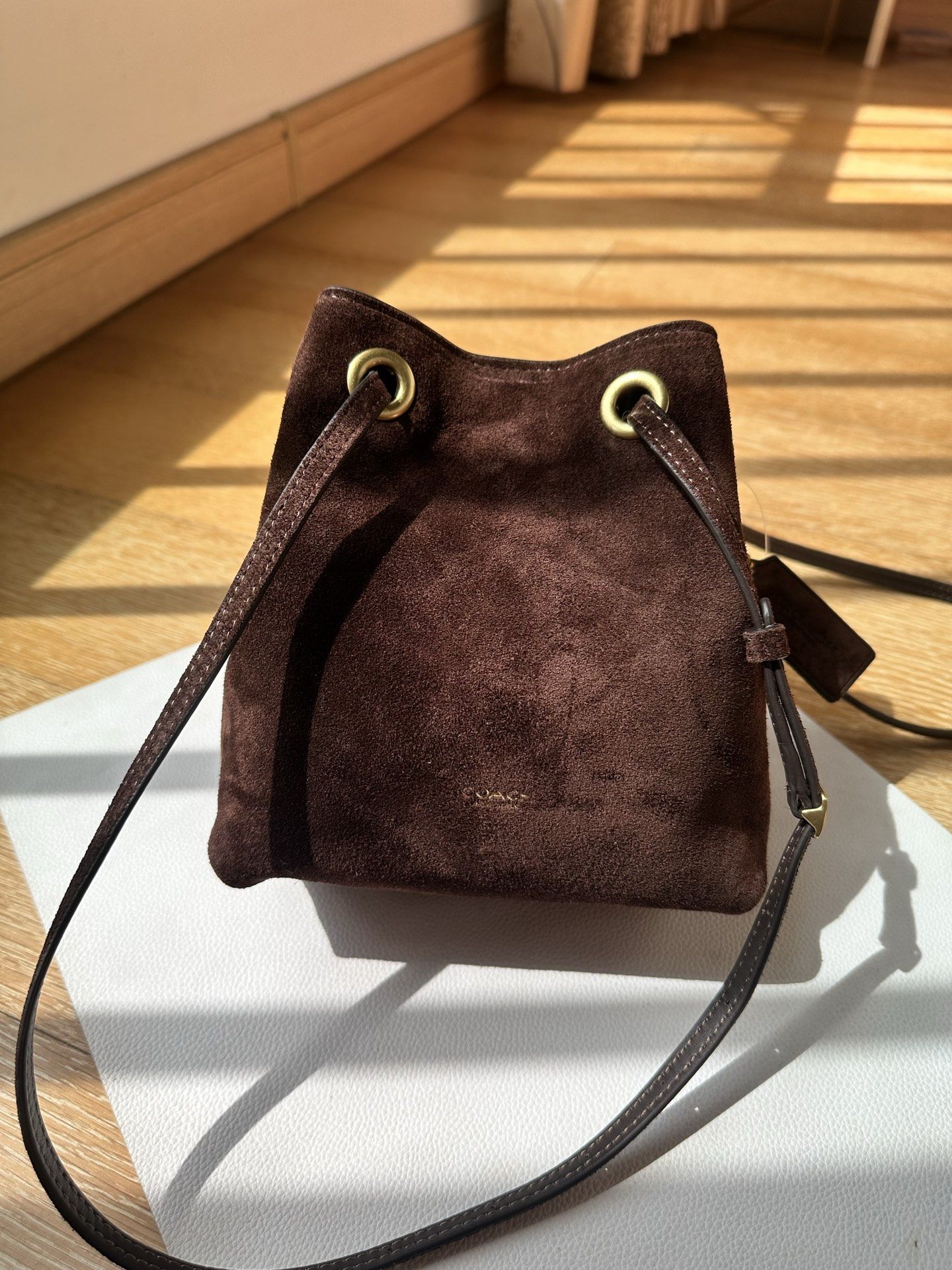 Jade small lucky bag, coffee colored suede, full of Melad…