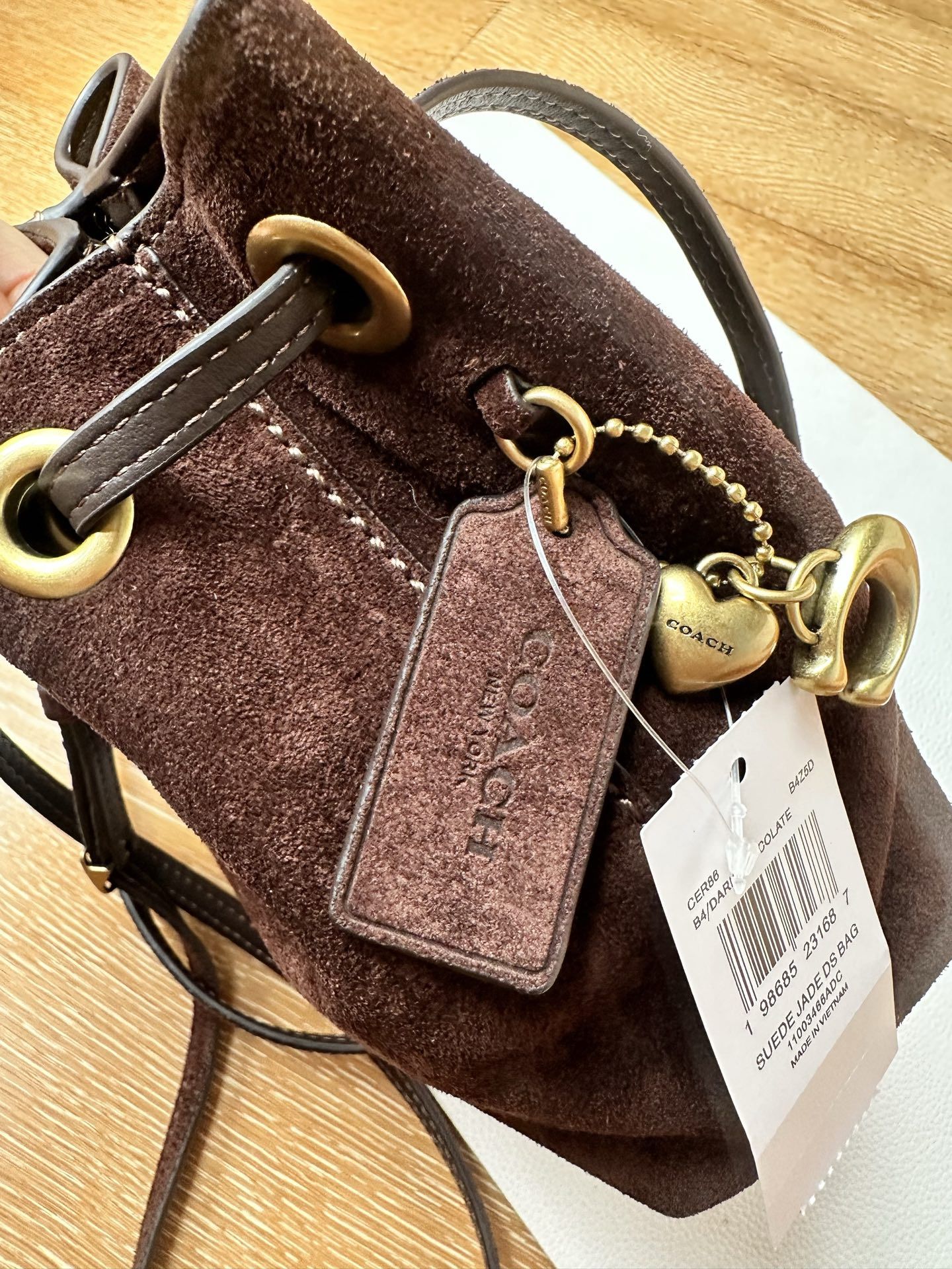 Jade small lucky bag, coffee colored suede, full of Melad…