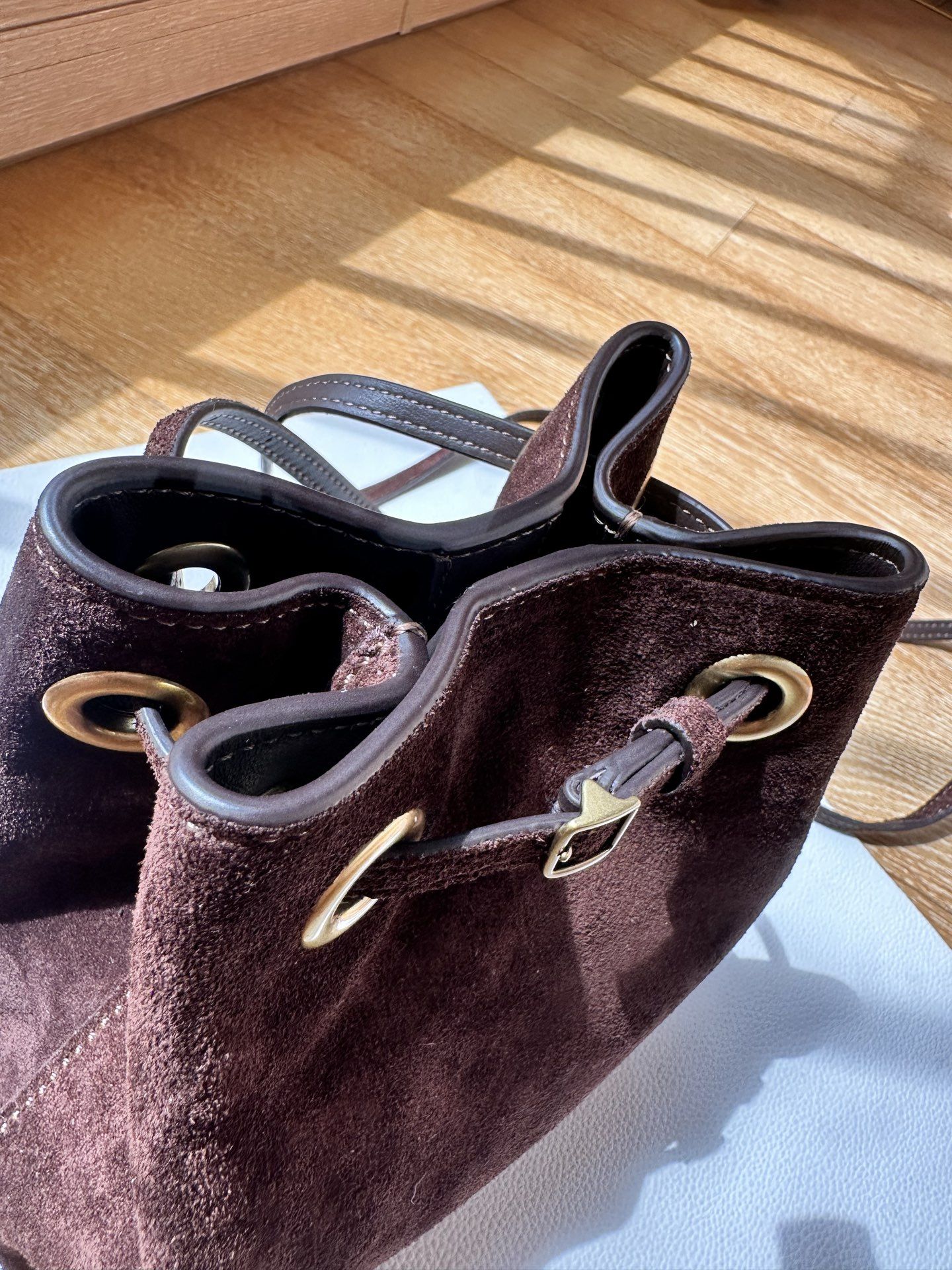 Jade small lucky bag, coffee colored suede, full of Melad…