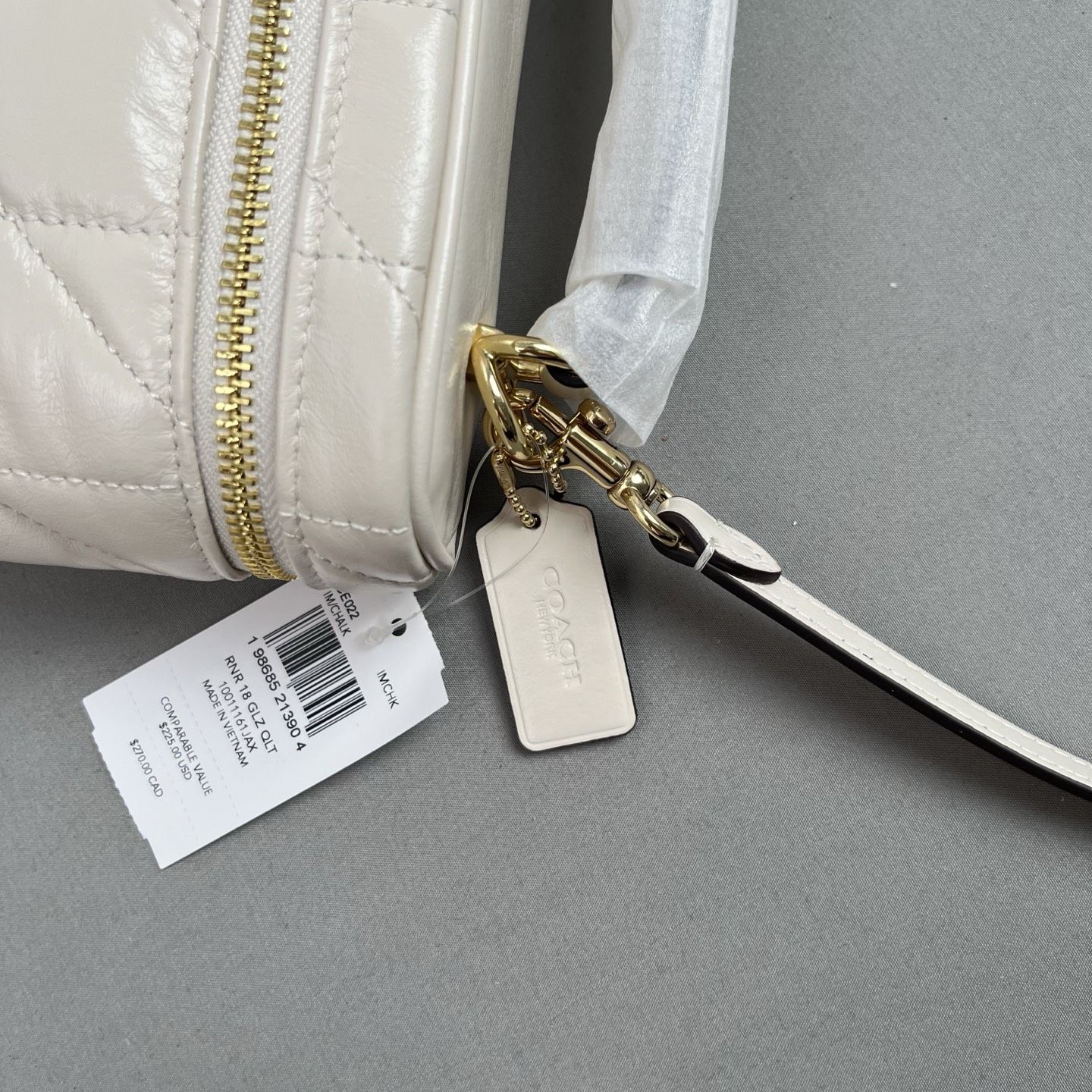 Coach original, top-grade white CE022, oil wax wrinkled leather